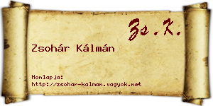 Zsohár Kálmán névjegykártya